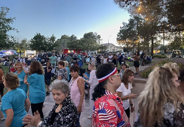 An evening community gathering in Sun City Summerlin